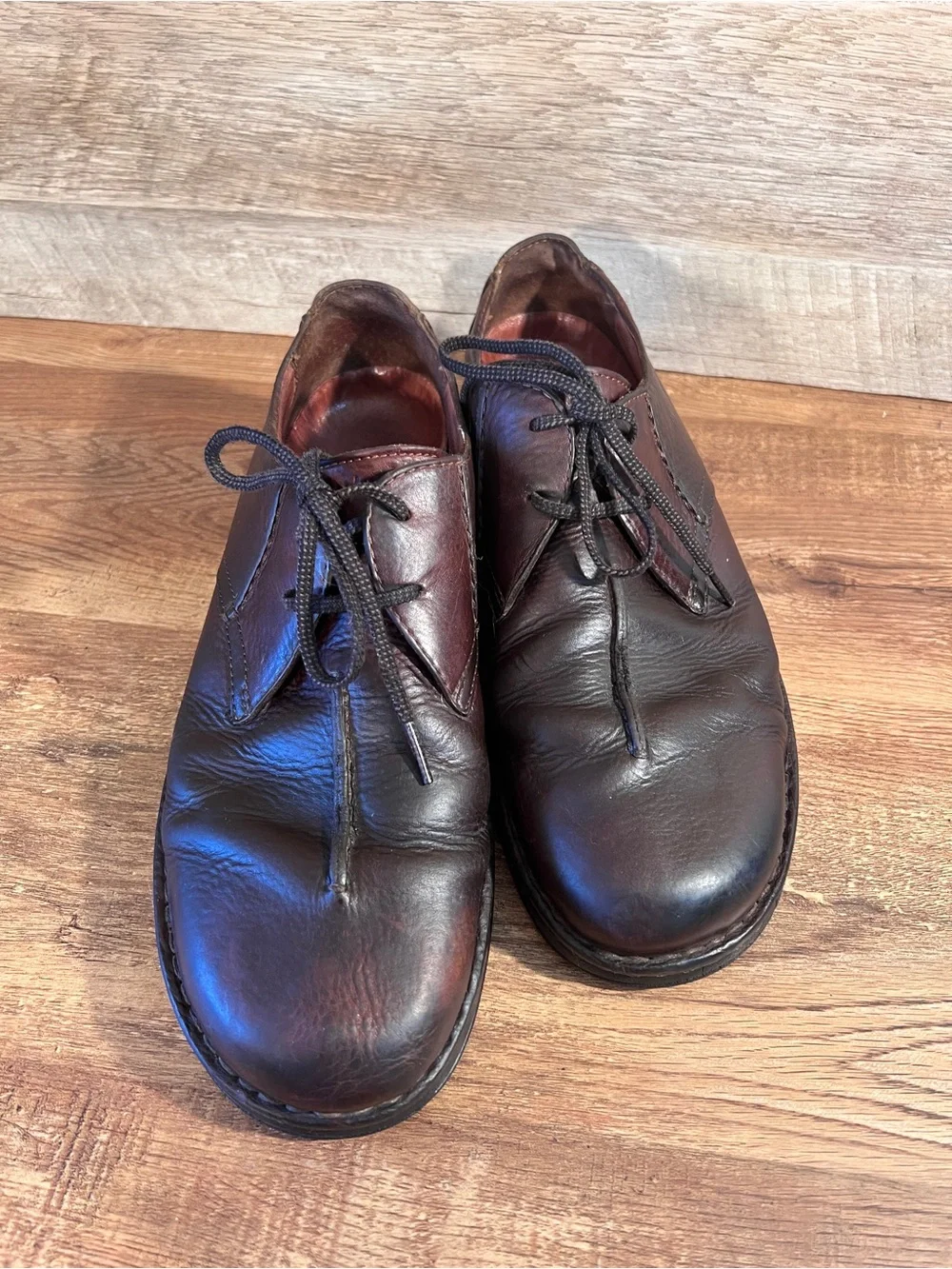 Clarks Men's Dark Brown Leather Lace-Up Oxfords Vintage Split Toe Center Seam